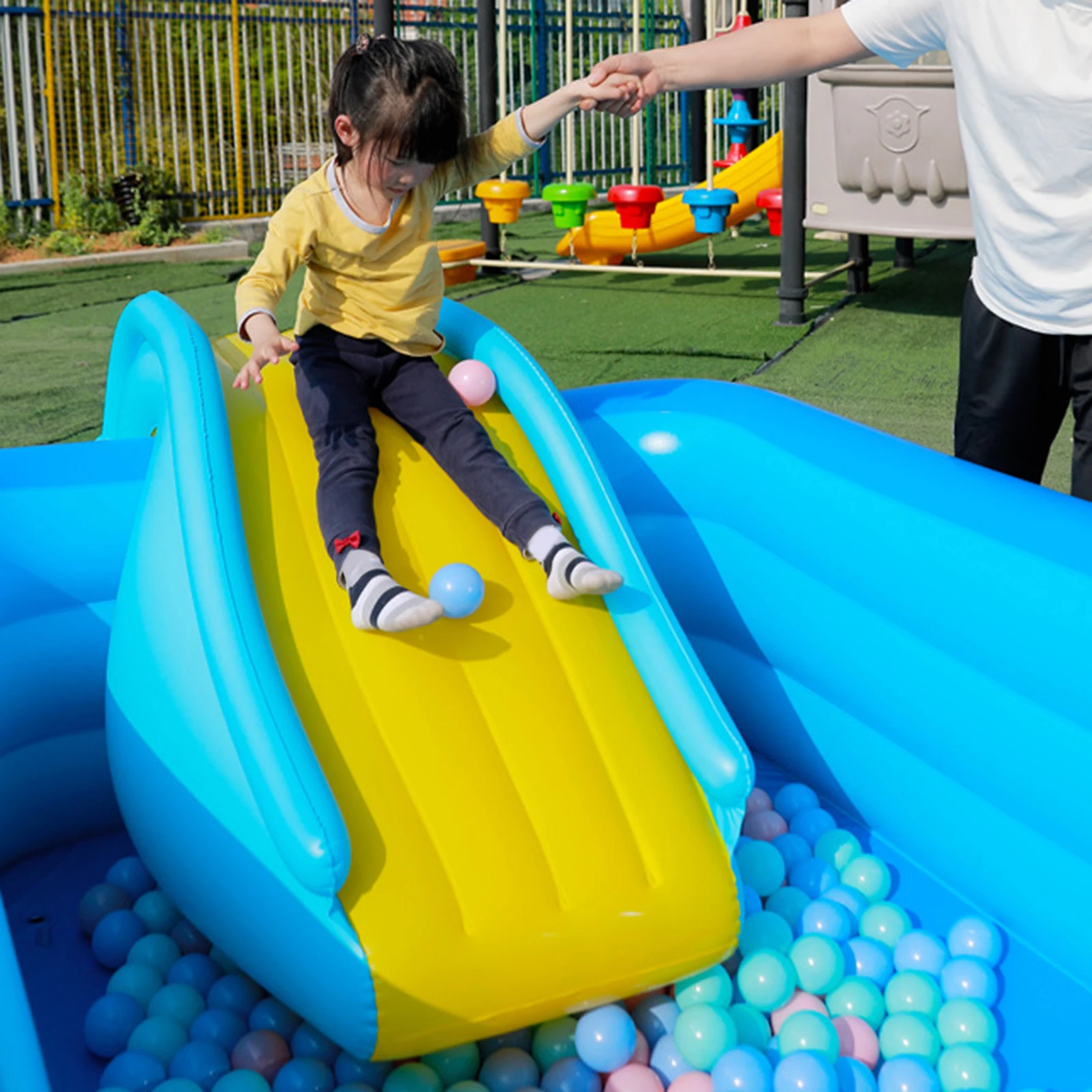 Inflatable Pool Slide Children Climber Slide Outdoor Inflatable Children's Ball Pool Slide for above Ground Pool Garden