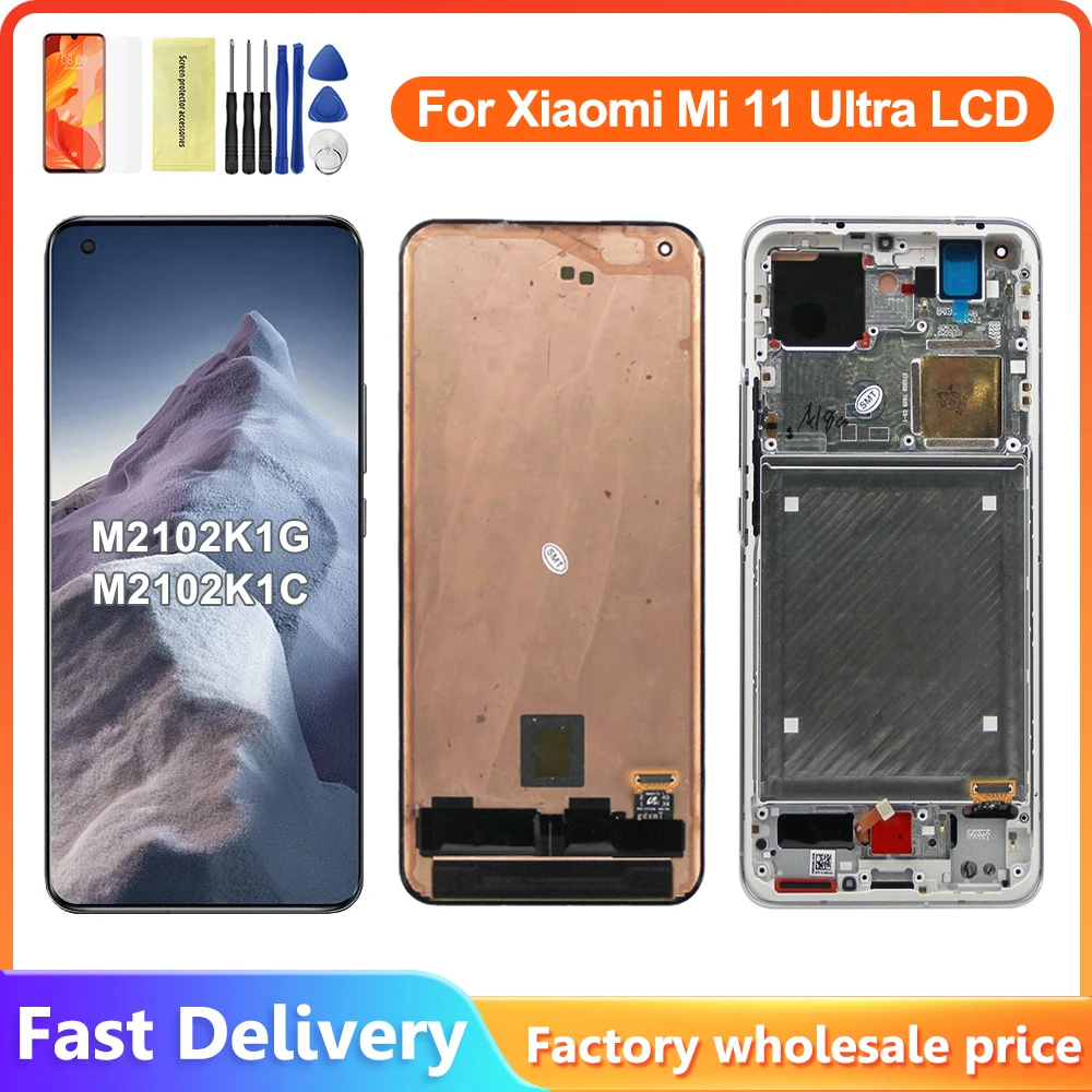 

6.81'' For Xiaomi mi 11 ultra LCD Display Touch Panel Screen Digitizer with frame For Xiaomi11 Ultra M2102K1G lcd Scree