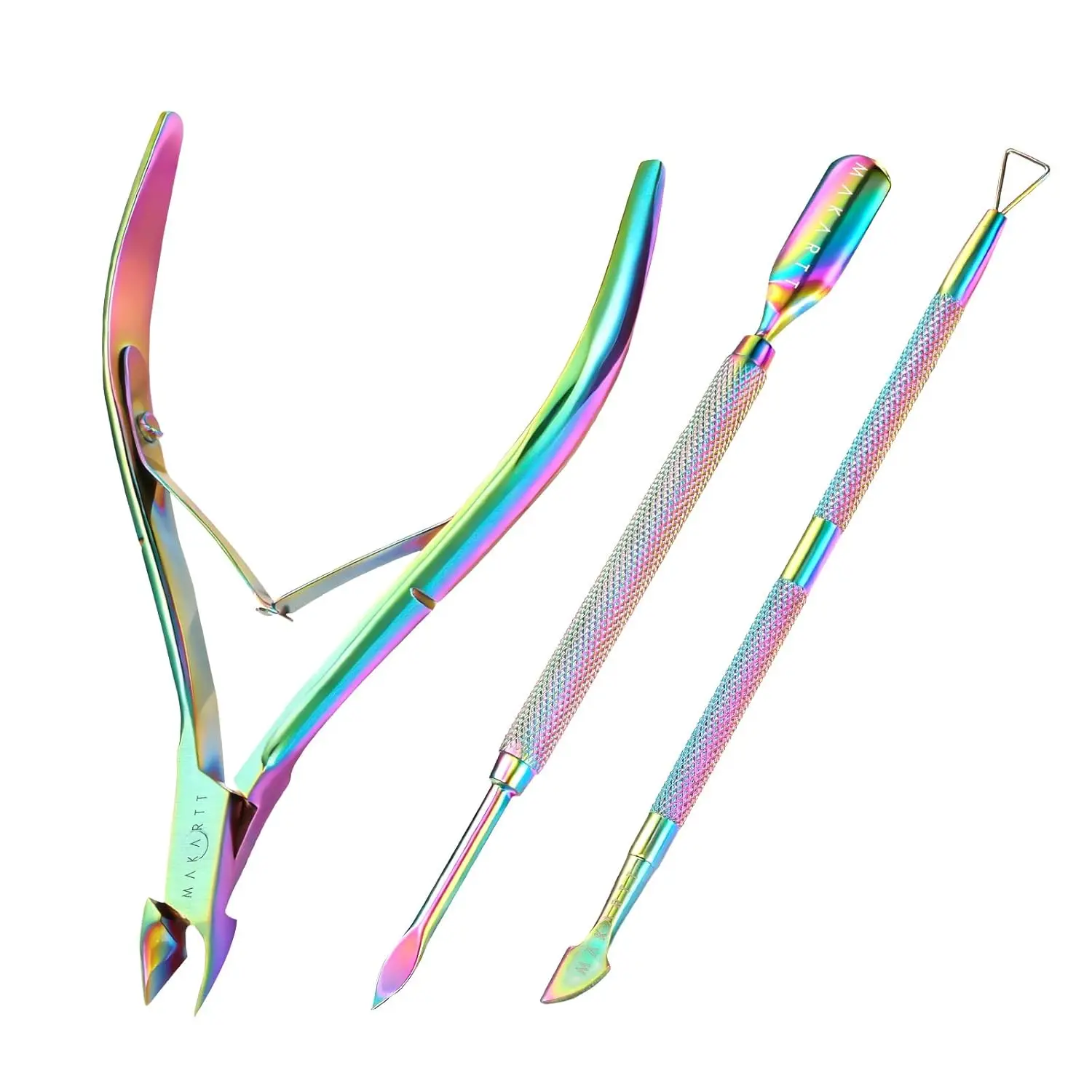 

Профессиональный набор для маникюра и педикюра Makartt: кусачки для кутикулы из нержавеющей стали с двусторонним пушером и скребком