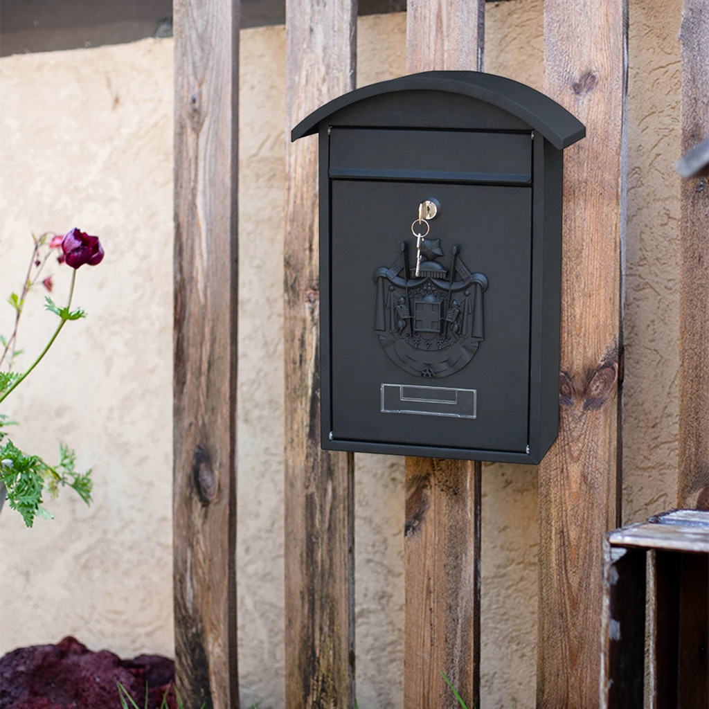 

Наружный почтовый ящик, настенное крепление, почтовый ящик, металлический почтовый ящик, украшение для забора, садовые ворота, железный художественный почтовый ящик 10x4x14 дюймов