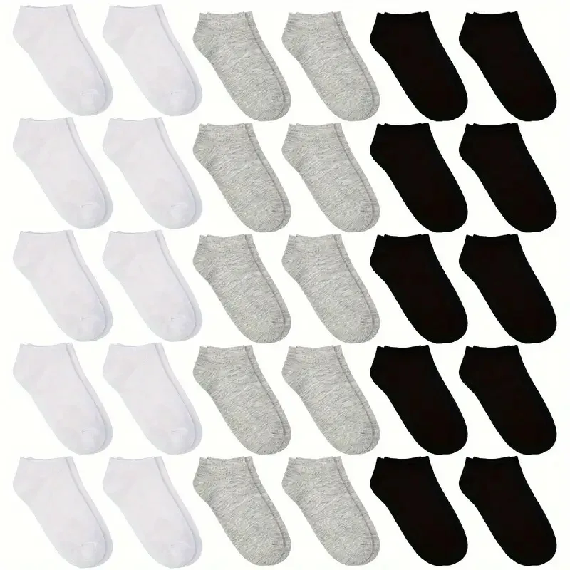 

40 Pairs of Simple Black, White, and Gray Socks, Elastic, Breathable, and Odor Resistant, Suitable for Outdoor Sports Wear