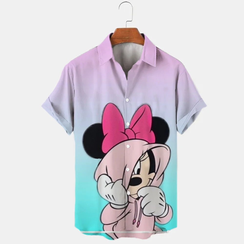 Disney Anime Cartoon Print Revers Chemises pour hommes, Designer, Été, Nouveau, Mignon, Y-Print, 2022