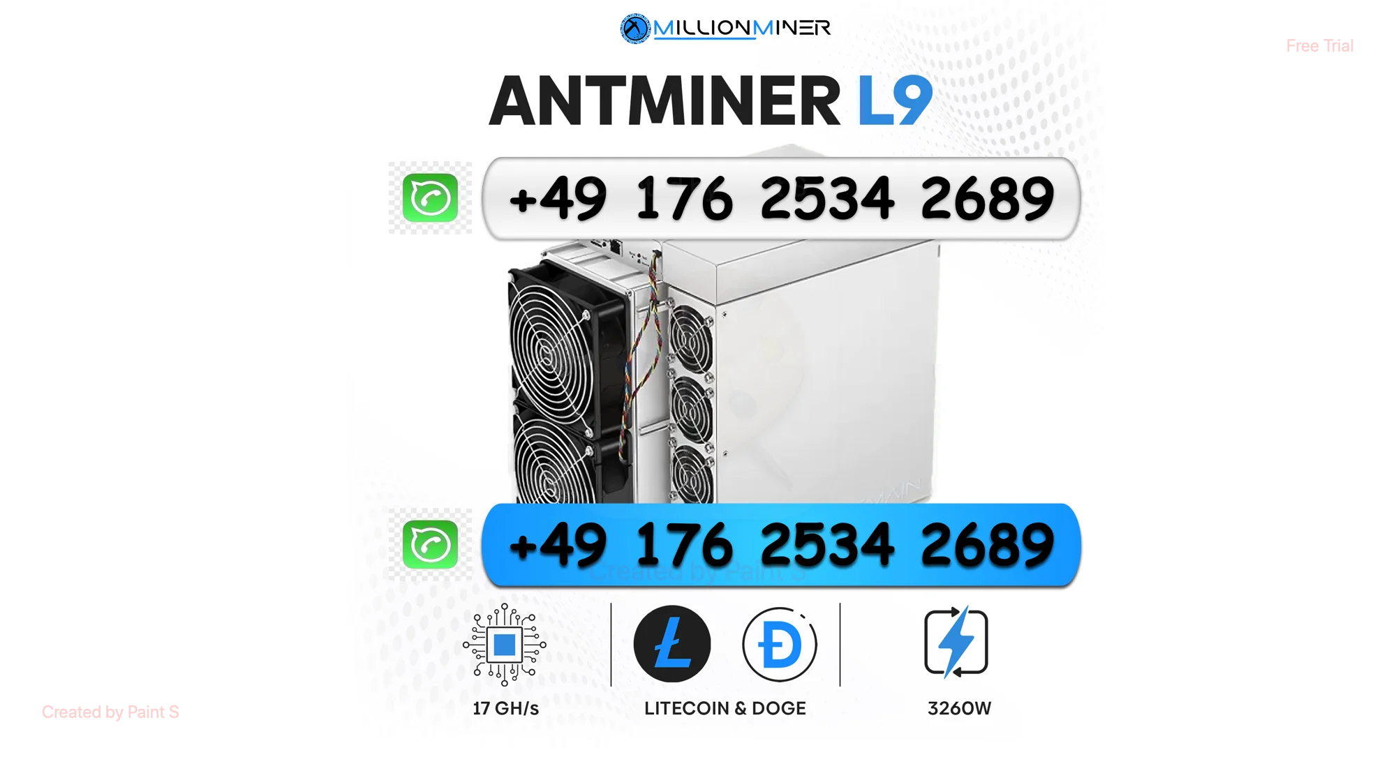 

H ! ДЕШЕВАЯ ПРЕДЛОЖЕНИЕ КУПИТЬ 3 ПОЛУЧИ 2 Бесплатно Новый ОРИГИНАЛЬНЫЙ Antminer L9 17,6G 16,2GH/s 3260W Алгоритм шифрования