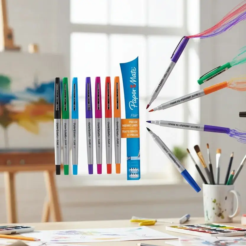 8 Plumones Paper Mate Flair Colores Plumín Punto Ultrafino Multicolor