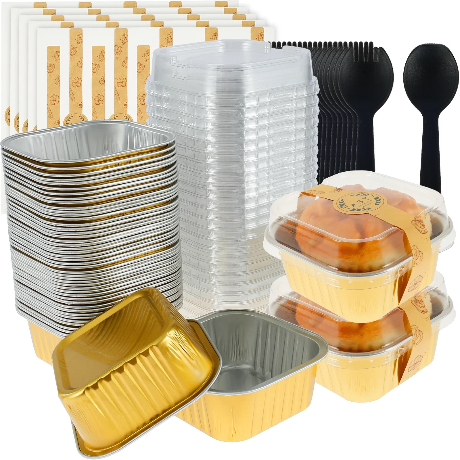 200/150pc Cupcake tasse feuille d'aluminium Minicake Liner boîte d'emballage 150ml cuisson tasse cas Muffin boîtes bricolage gâteau outil fournitures de cuisson