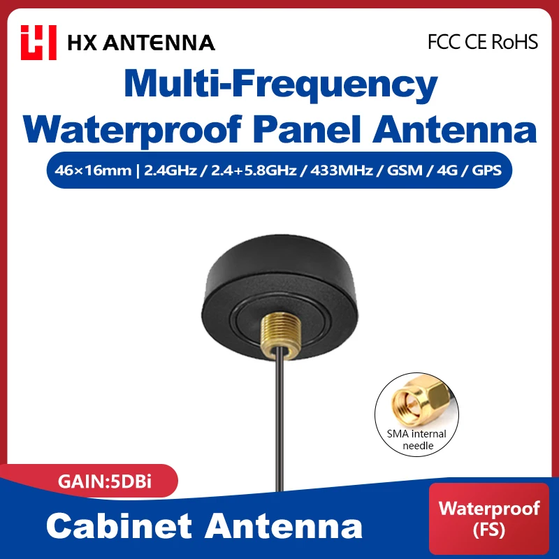 HXANT Multi-Frequency Waterproof Panel Mount Antenna for 2.4G 5.8G Dual Band 433MHz 3G 4G with SMA Connector