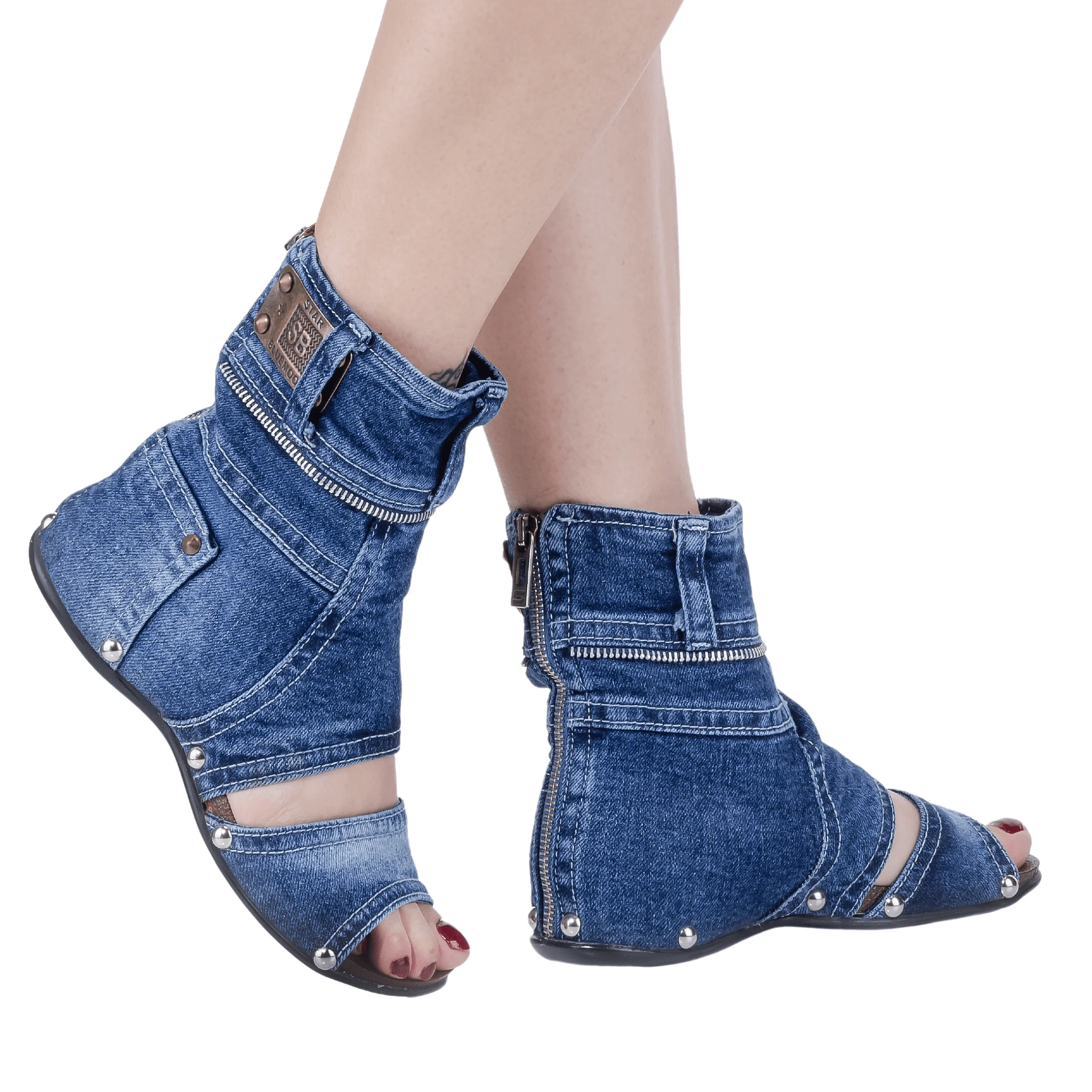 Jeans Sandals Shoes  Handmade Blue Embroidered Denim Sandals Women\'s Shoes Birthday Gift /Denim Sandals / 756