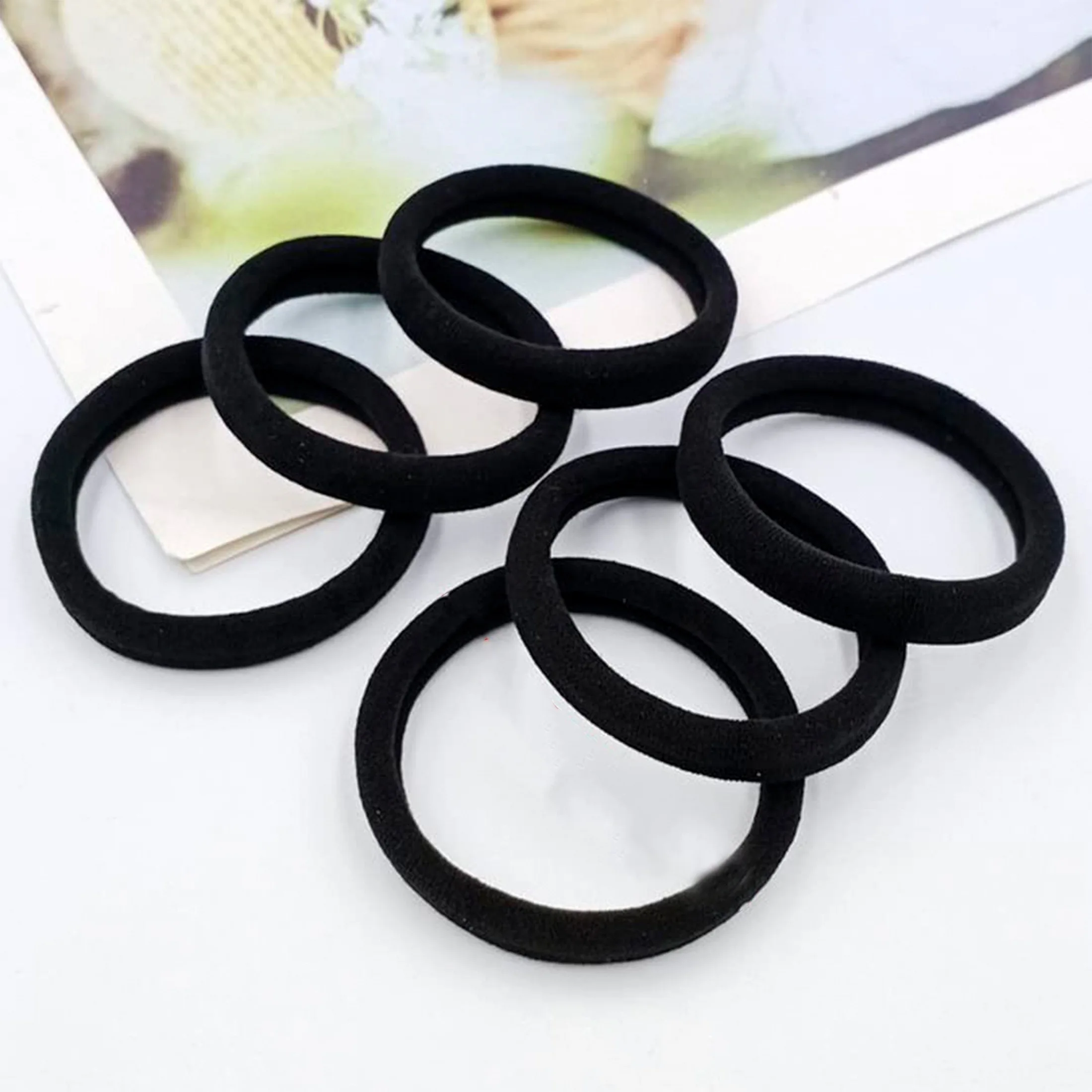 Paket Besar 50 Ikat Rambut Hitam - Ikat Rambut Elastis Serbaguna & Kuat untuk Semua Jenis Rambut