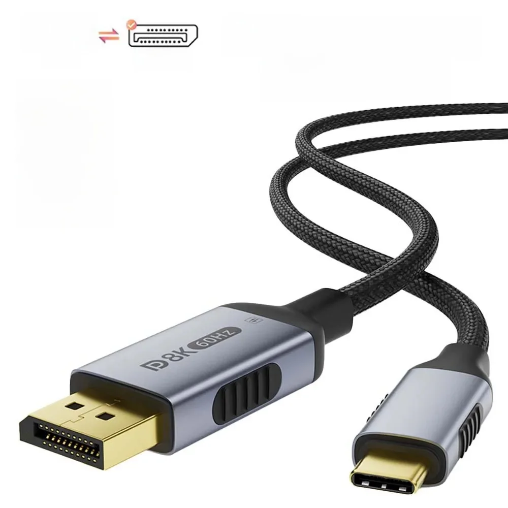 Câble USB Type C vers DisplayPort bidirectionnel/non bidirectionnel 8K @ 60Hz 4K @ 120Hz DP 1.4 vers USB C pour ordinateur portable DELL Samsung