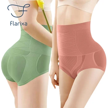 Flarixa 여성용 하이 웨이스트 심리스 플랫 밸리 팬티, 힙 리프트 브리프, 통기성 속옷, 산후 셰이퍼, 슬림 셰이퍼웨어  Best5