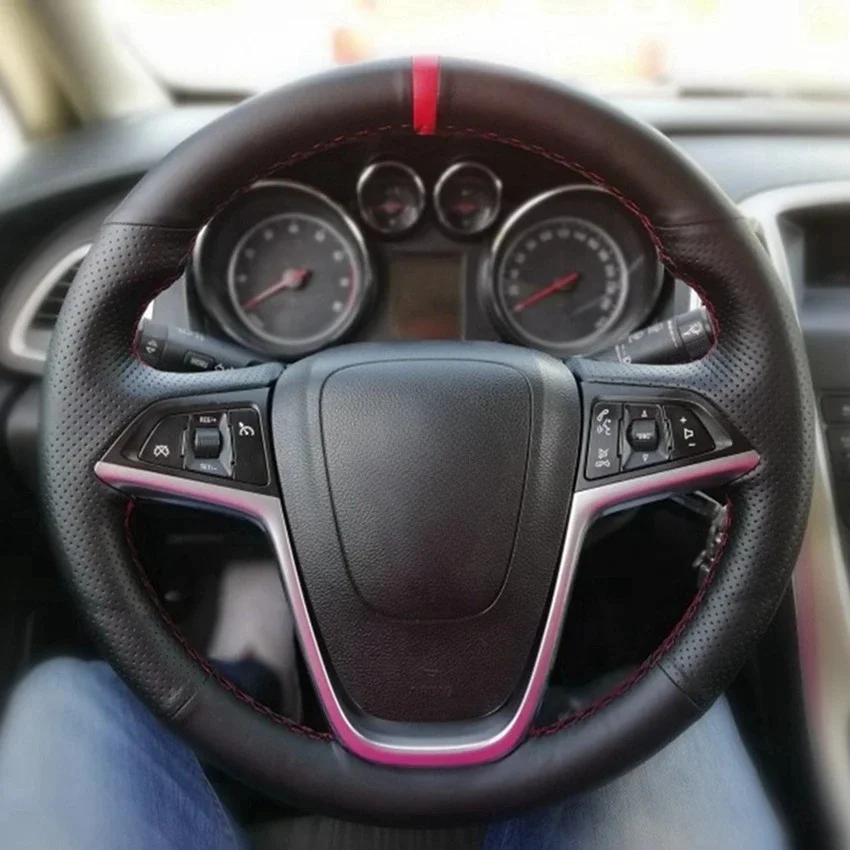 Schwarzer Kunstleder-Lenkradbezug für Opel Mokka 2013–2016, Opel Insignia 2009–2013, Astra J 2010–2015, Meriva