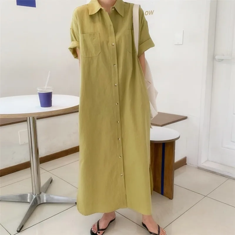 Ladies Long Blouse Shirt Dress Vestidos Loose Casual Female Women Short Sleeve Sundress Shirts Tops Dress Vestidos Plus Size