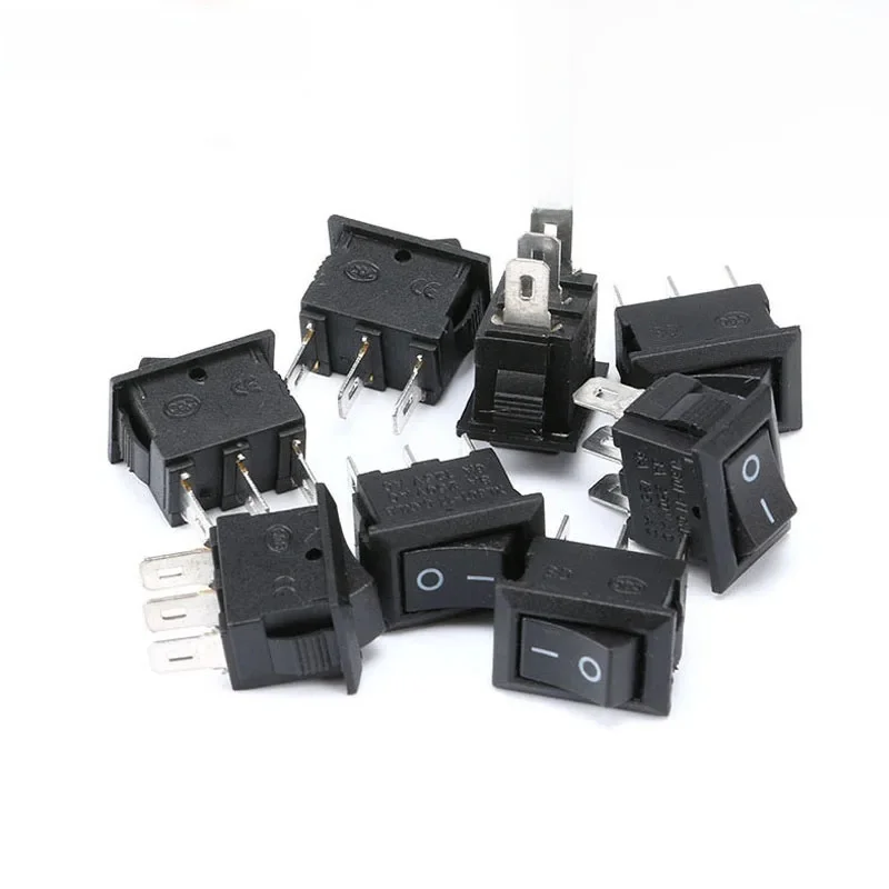10 sztuk 3 Pin 2 Pin 3A 250V 10*15mm czarny guzik Rocker przełącznik ON OFF AC 10X15 mini drążek przełączniki zasilania — zdjęcie 2