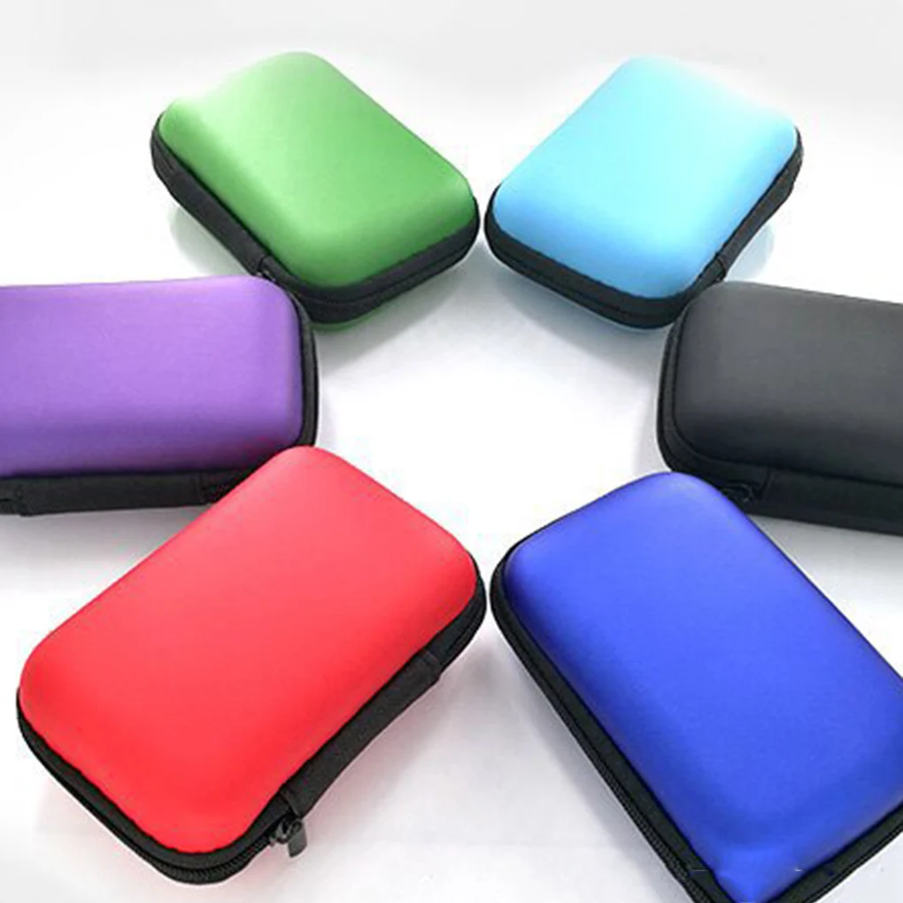 New Portable Earphone Bag Headphone Data Cable Storage Case Charger Power Bank Rectangular Box EVA Zipper Bag Pocket Pouch