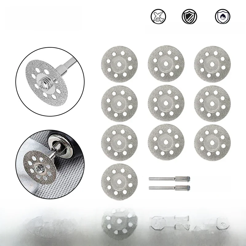 XCAN Diamentowa tarcza tnąca do narzędzi obrotowych Dremel 20 mm 22 mm 25 mm 30 mm z trzpieniem Mini tarcza tnąca — zdjęcie 2