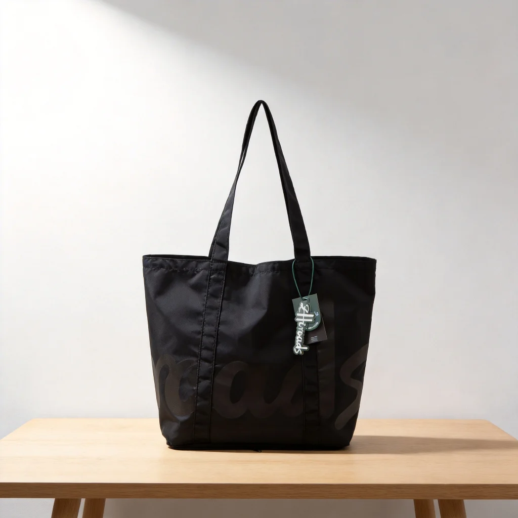 Brand Women's High-Quality Foldable Polyester Tote Bag Durable Shopping Shoulder Bag