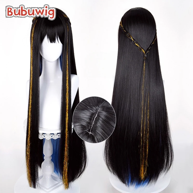 

Bubuwig Синтетические волосы Constance Косплей Парики Игра Honkai: Star Rail Constance 90 см Длинный черный смешанный синий парик Термостойкий