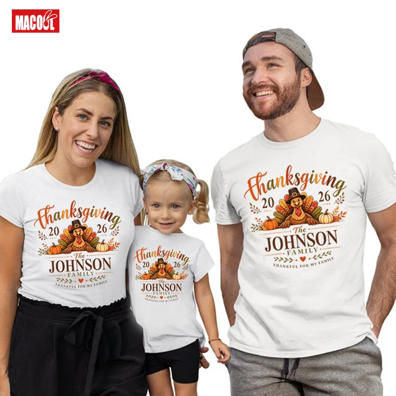 Custom Family Thanksgiving 2026 Matching Shirt Custom Family Name Tee Thankful For My Tribe Turkey Day Tee Thanksgiving Family