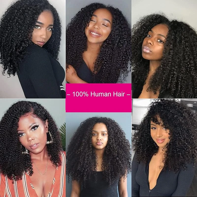 Kinky Curly Clip em extensões de cabelo, cabelo humano, trama dupla, Remy brasileiro, 18 clipes, 8pcs