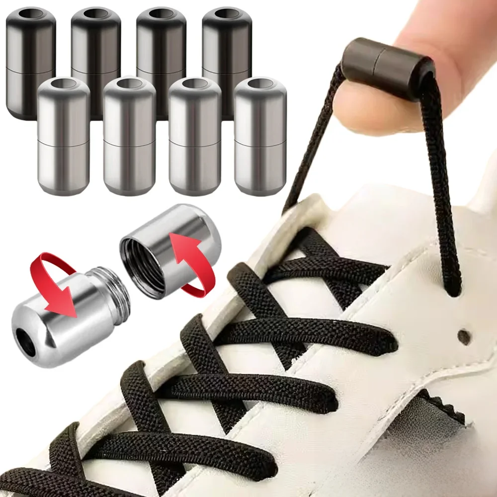 Lacets élastiques sans attaches pour baskets, lacets paresseux, Capsule de verrouillage en métal, cordes de chaussures rapides pour adultes et enfants