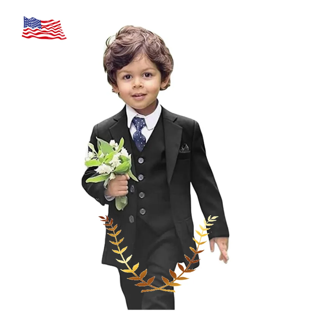 

3 Piece Slim Fit Boys Suit for Wedding Peak Lapel Jacket Vest Pants Boy Party Suit Formal Suits