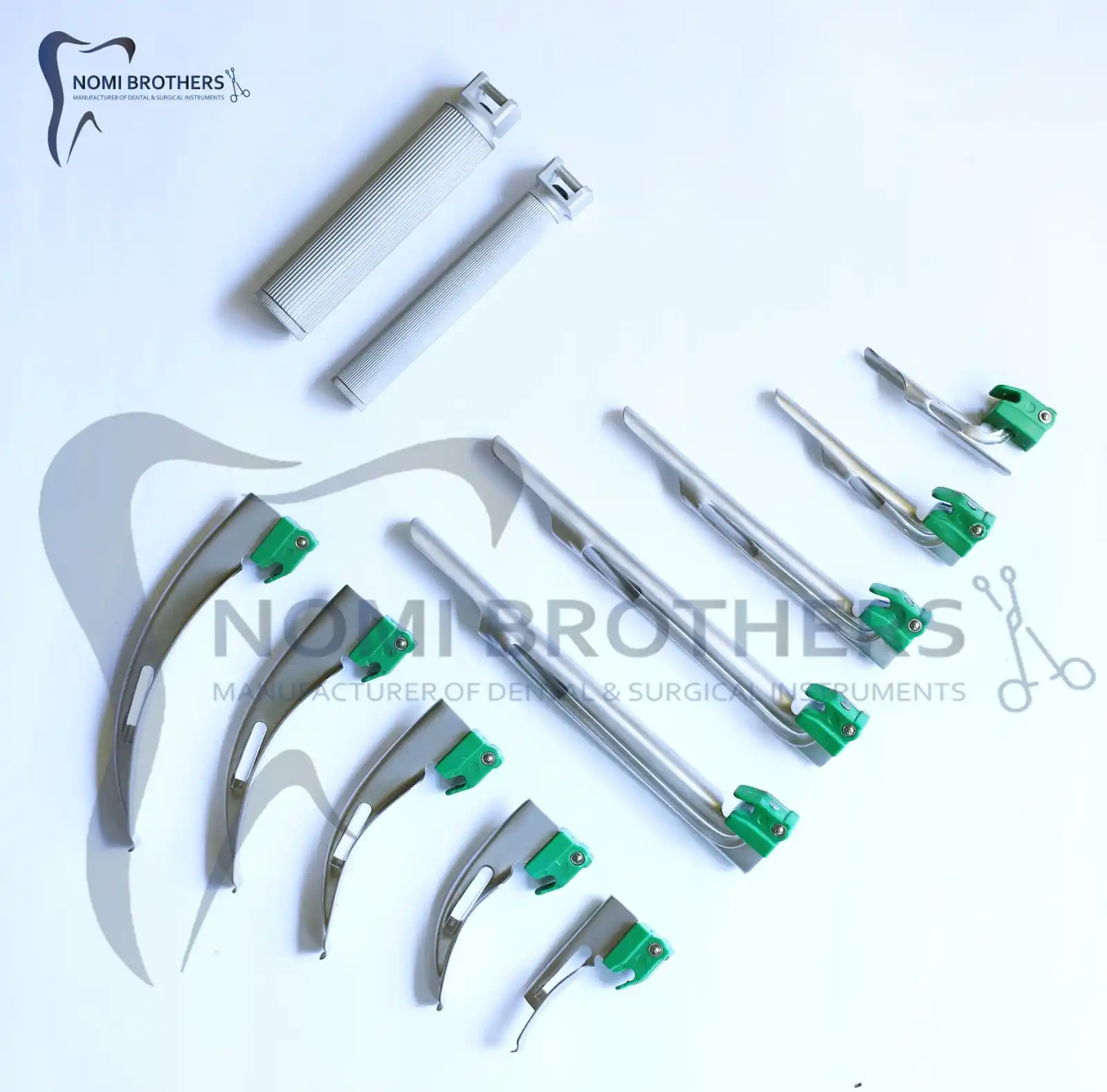 Set of 10 Fiber Optic Mac & Miller Laryngoscope Blades Intubaton Kit with 2 Handle Health Care Personal Accessories