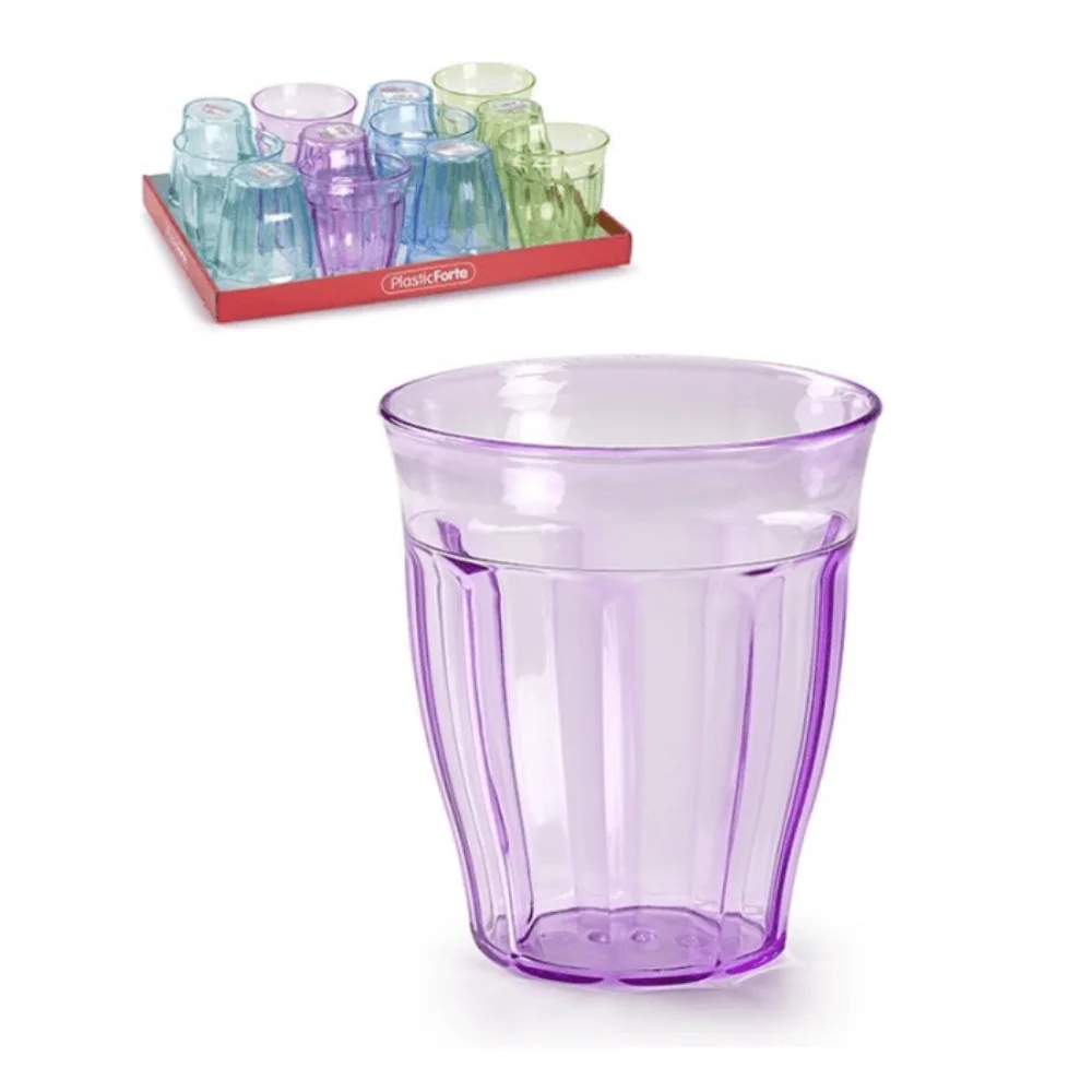 Set van 12 gekleurde plastic bekers van 250 ml | Herbruikbare en onbreekbare waterbekers voor feestjes en kamperen