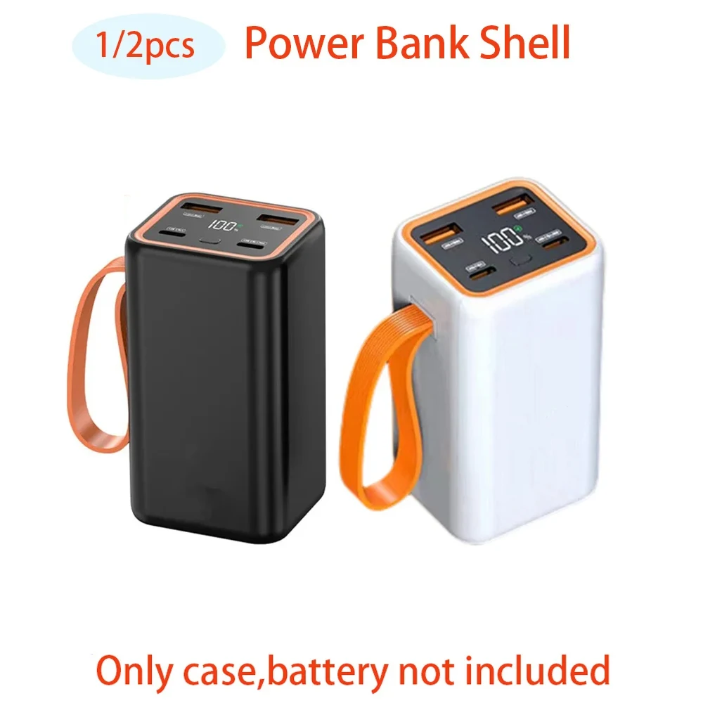 1/2pcs Dual USB Type C Power Bank Shell 5V DIY Shell 4 Slots 21700 Holder Cases Battery Charge Storage Box Without Battery