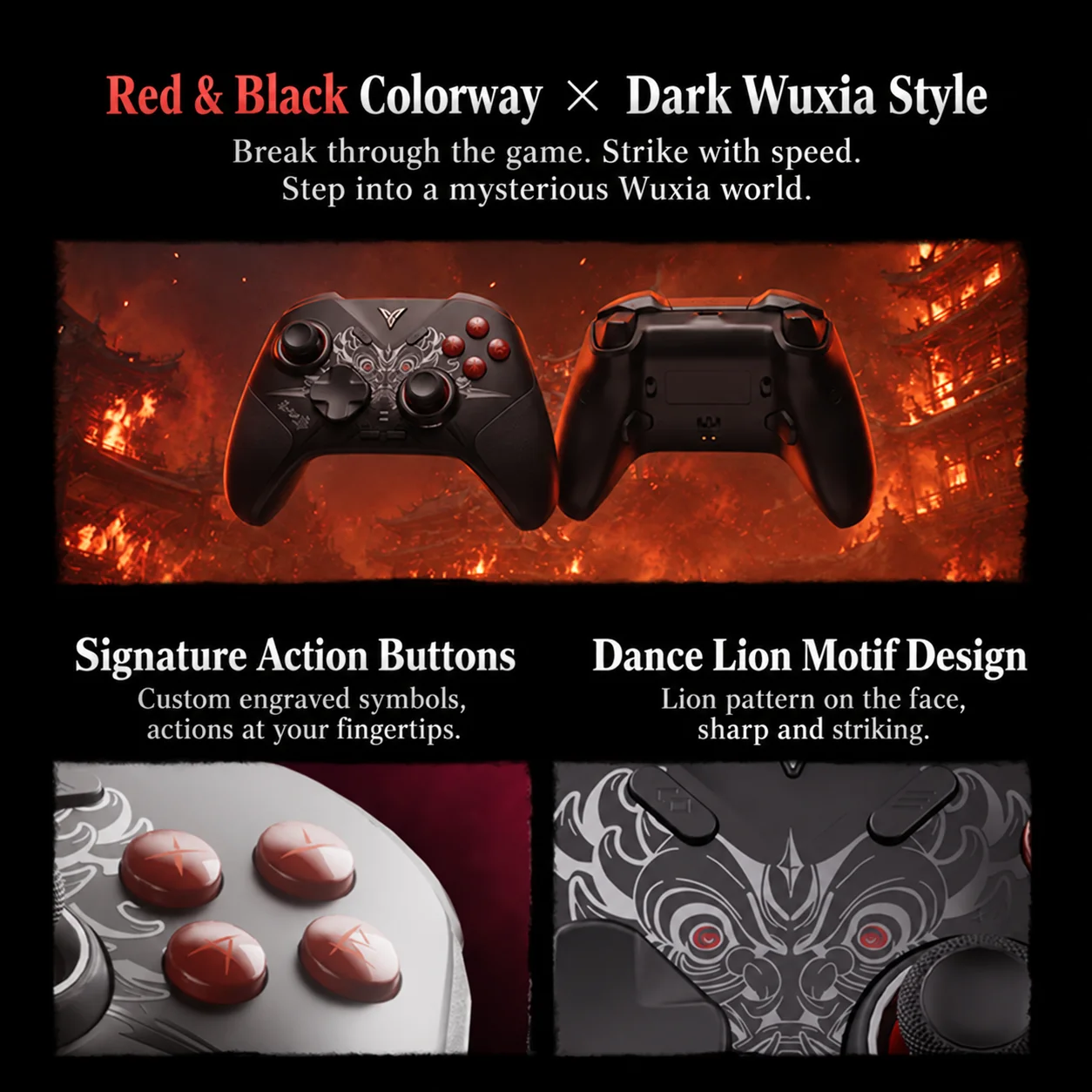 Flydigi Direwolf 4 Phantom Blade Zero Limited Edition Wireless Game Controller, Hall Effect Trigger, with Charging Dock