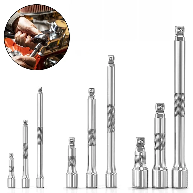 Clé à cliquet à douille 1/4 "3/8" 1/2 ", barre d'extension 50/75/100/125/150/250mm, barre longue, manchon de direction, accessoires de bielle