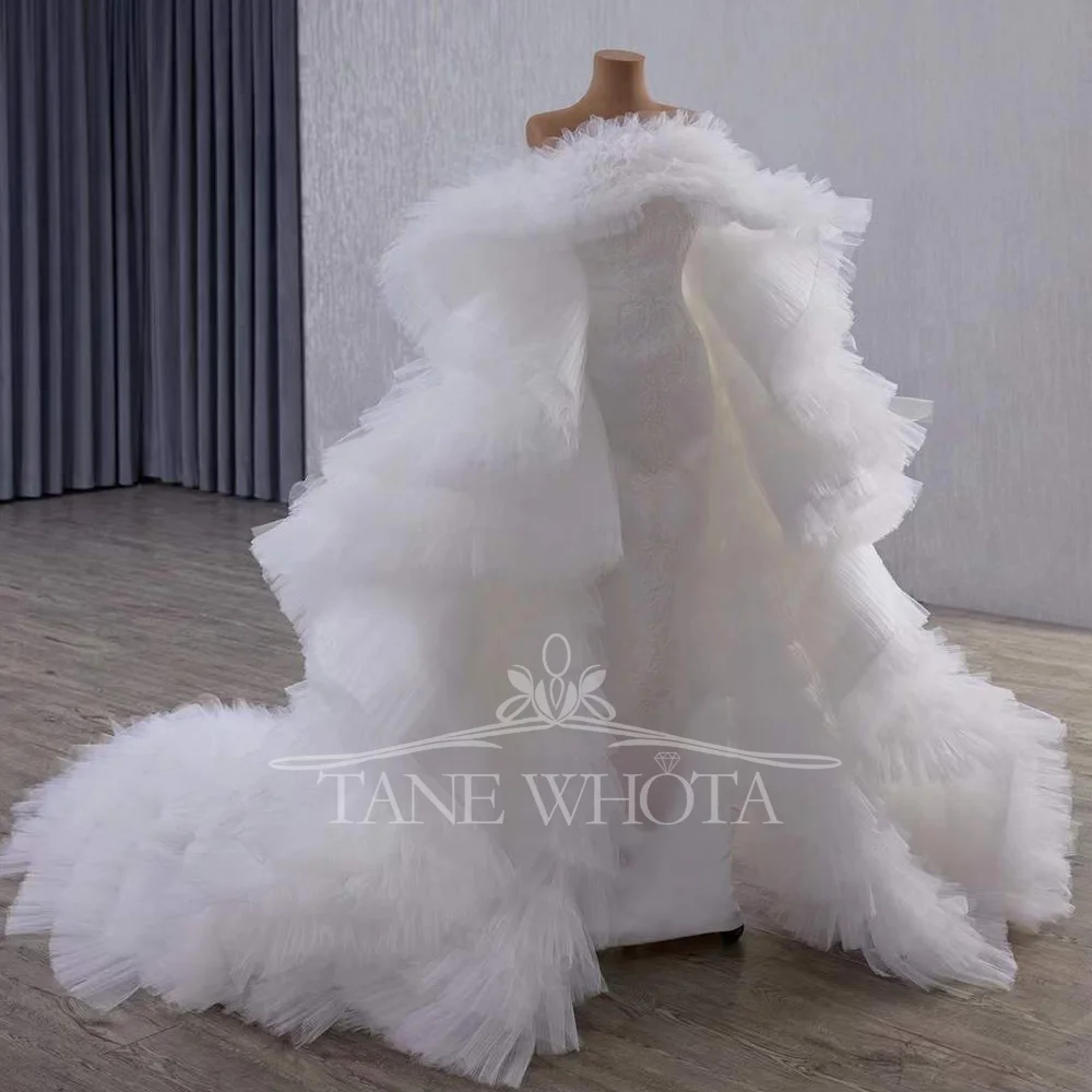 

Elegant Mermaid Wedding Inner Gown Tiered Lace Up Back For Women Special Occasion Dress
