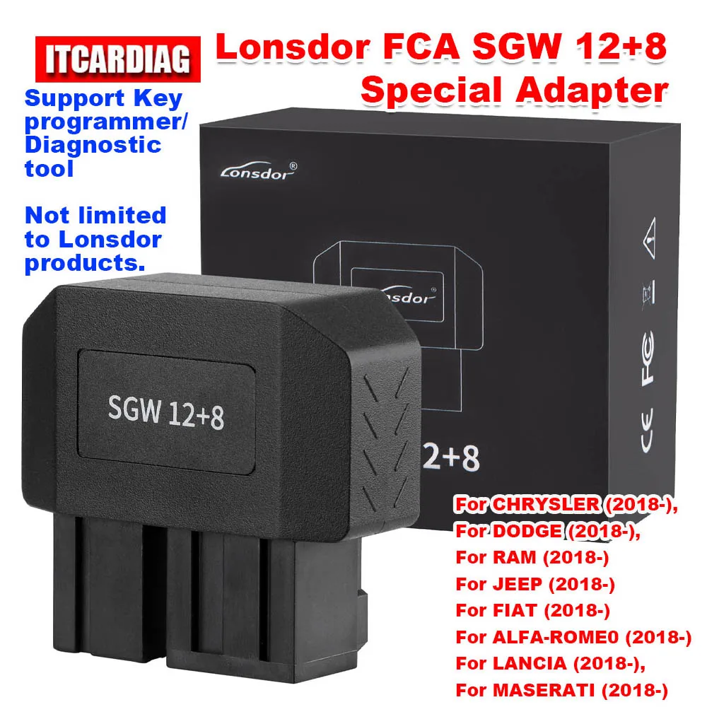 New Lonsdor FCA SGW 12+8 Special Adapter For Chrysler /Dodge /Jeep /RAM /FIAT /MASERATI 2018+ Security Gateway Works with K518