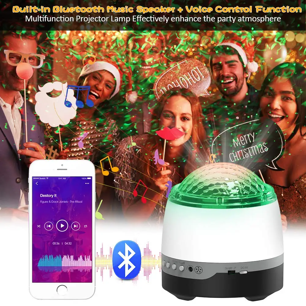 Galaxy Light Aurora Projector Night Light LED Starry Sky Projector For Bedroom Nebula Projector Lamp Bluetooth Speaker For Party