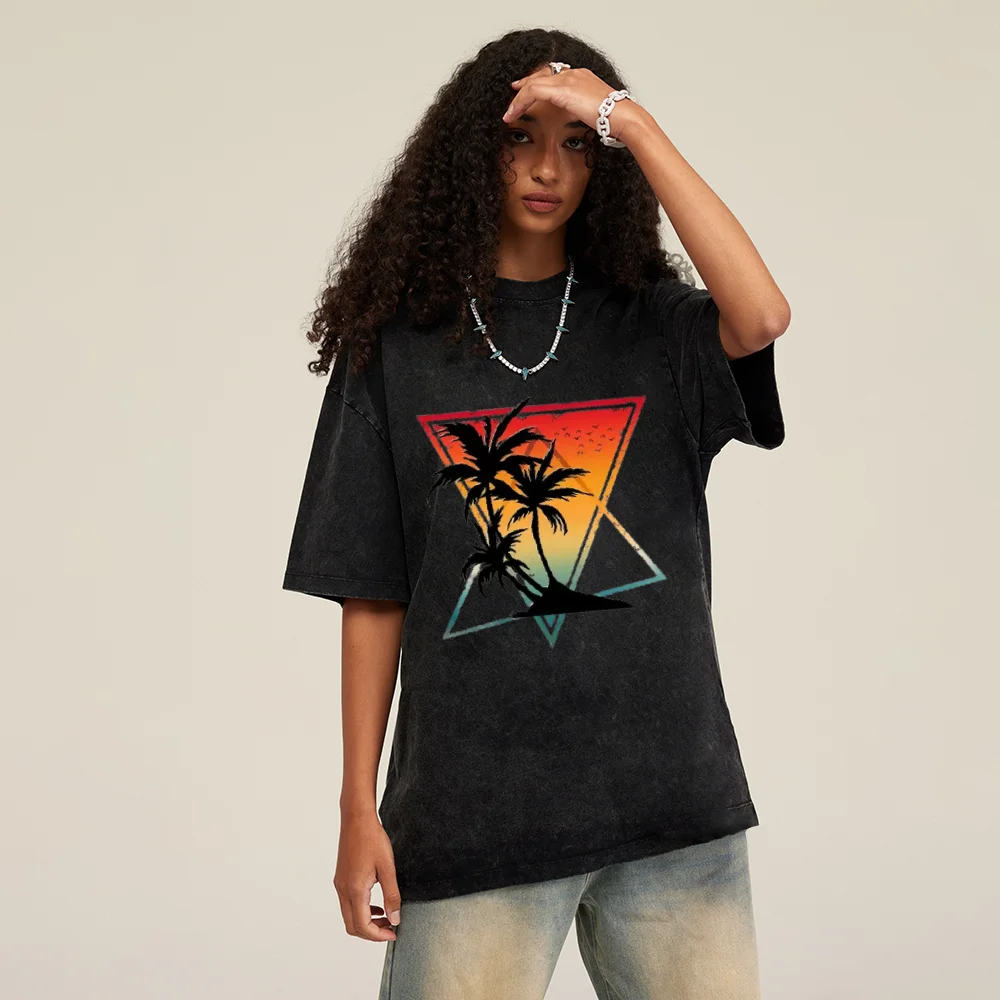 

ClothingVintage Y2k Vibes Washed Distressed Printed Pure Cotton Short Sleeve Breathable Comfortable Men's Women's Short Sleeve
