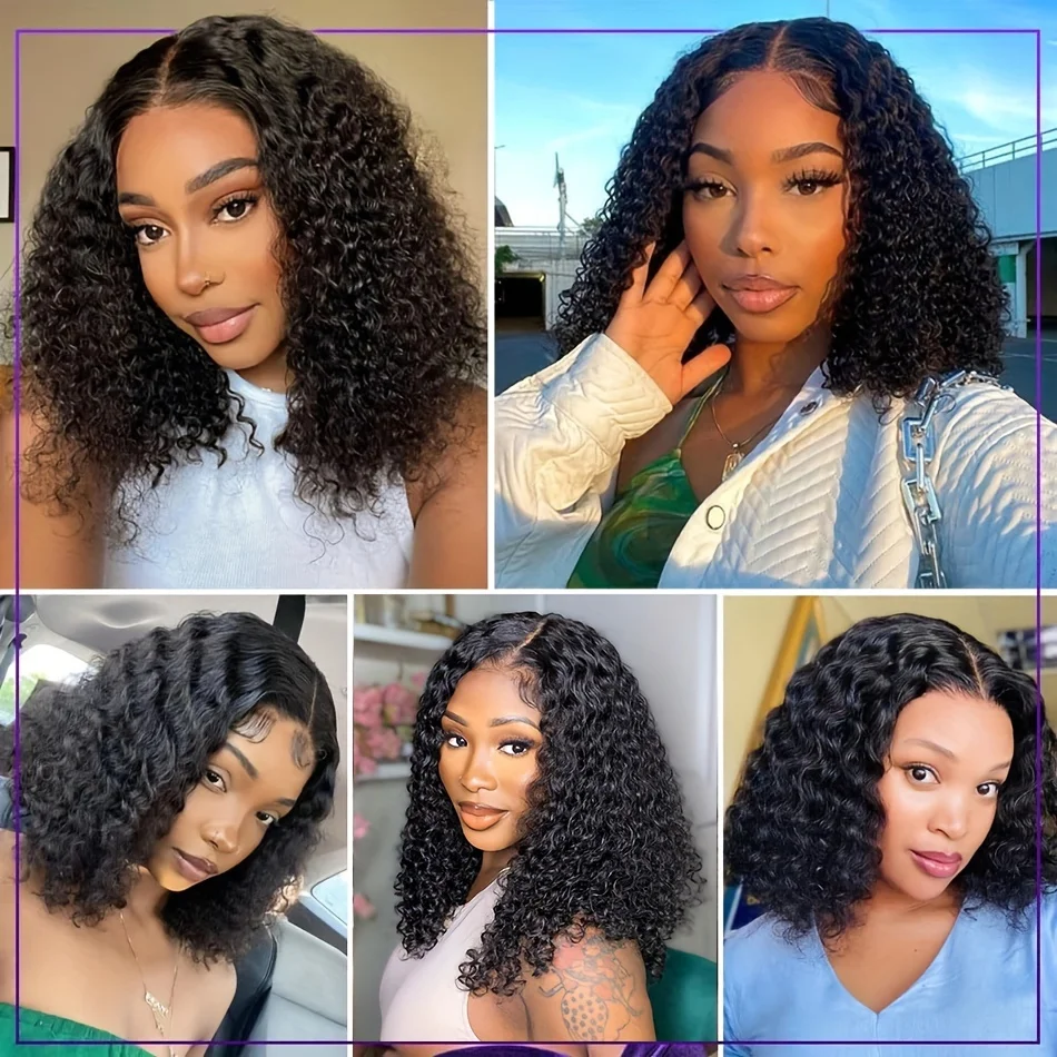 code calla Glueless Deep Wave Bob Wig For Women - 180% Density Human Hair, Pre-Cut 9X6 Transparent Lace Frontal, Natural Look