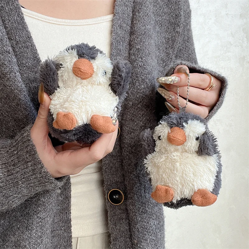 

Kawaii Fluffy Penguin Headphone Case For Apple Airpods 4 3 2 Pro Cover Silicone Headset Charging Cases For Airpod Pro2 Fur Funda