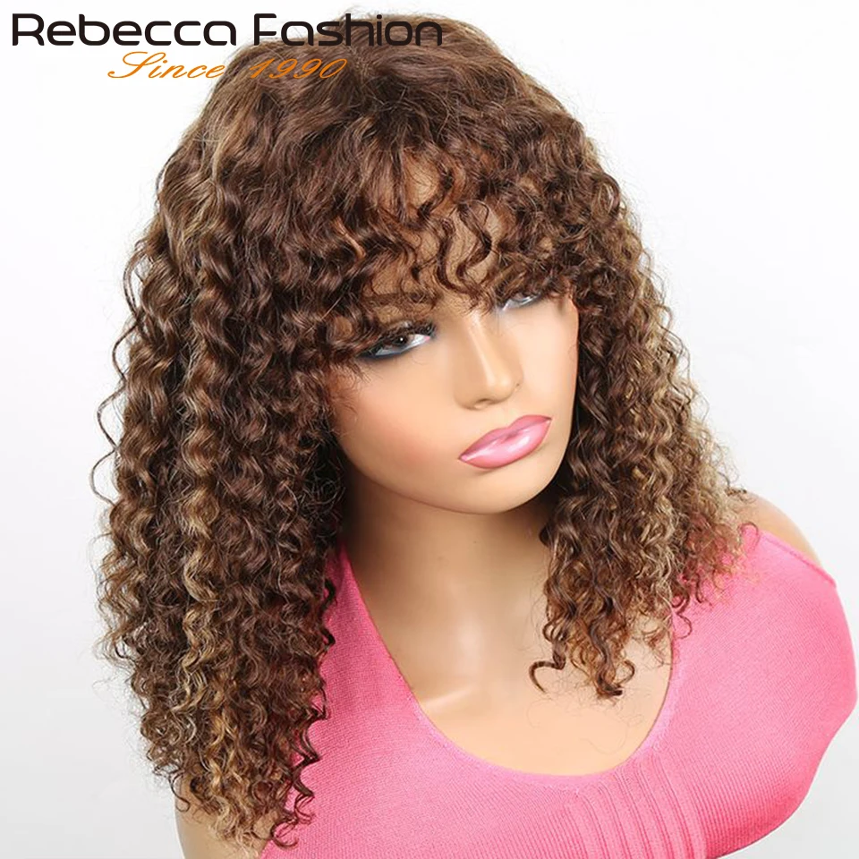 Pixie encaracolado cabelo humano perucas com Franja para mulheres, destaque Remy, Pixie, atalho, Jerry, Bob, máquina completa feita, 1B, P1B, 30, 180D