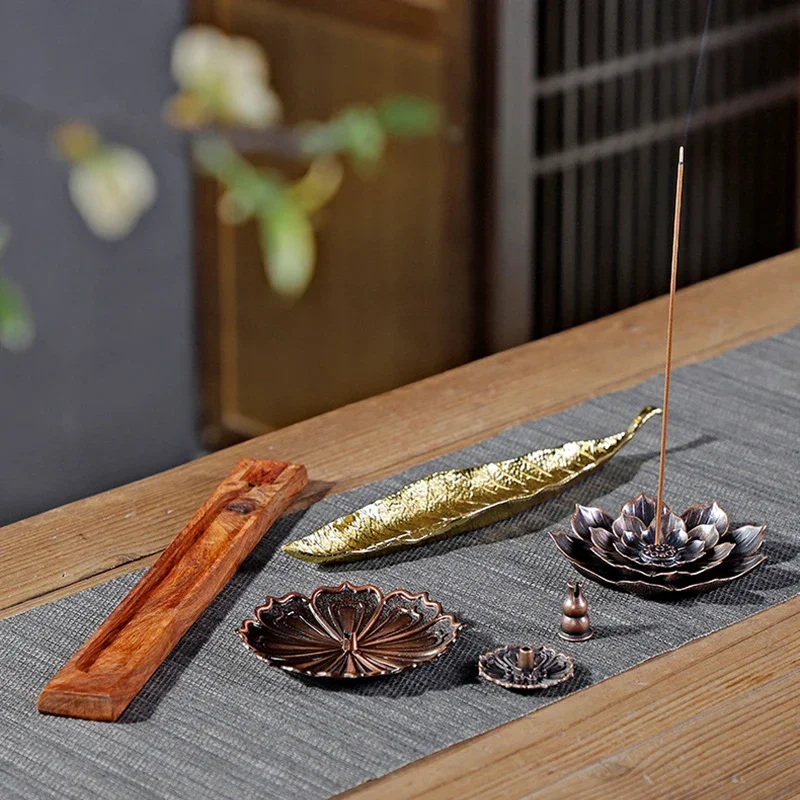 Goldenes Blatt Blume Birne Holz Lotusblume Stick Weihrauch brenner kreative Handwerk Dekoration