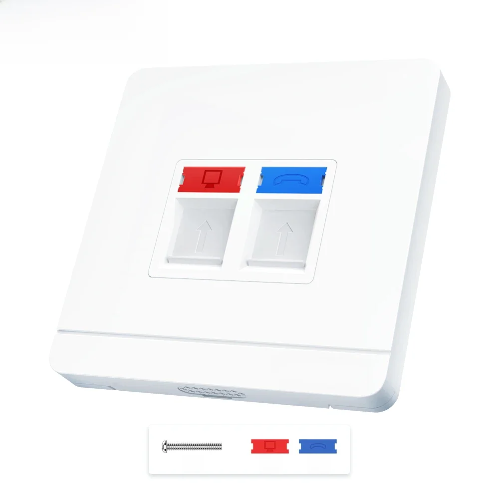 AMPCOM-Panneau de prise d'ordinateur de type 86, technologie réseau RJ11 RJ45, interface de câble, prise murale, équipement électrique