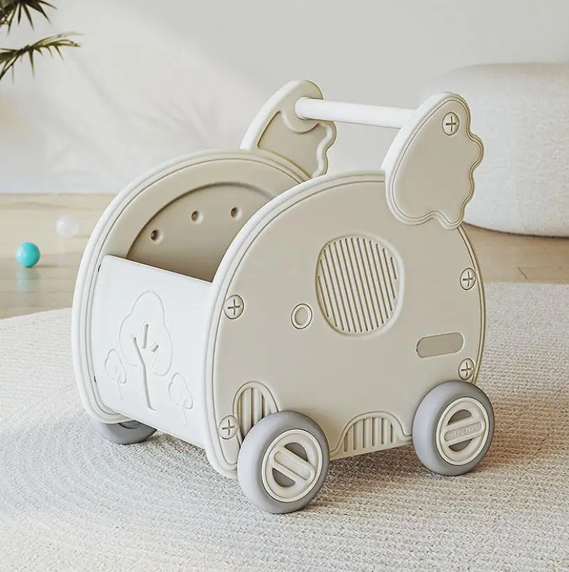 Faire semblant de jouer à la poussette pour bébé, chariot de courses pour enfants, jouet à mâcher de grande capacité, rangement de jouets mignons, jouet à pousser