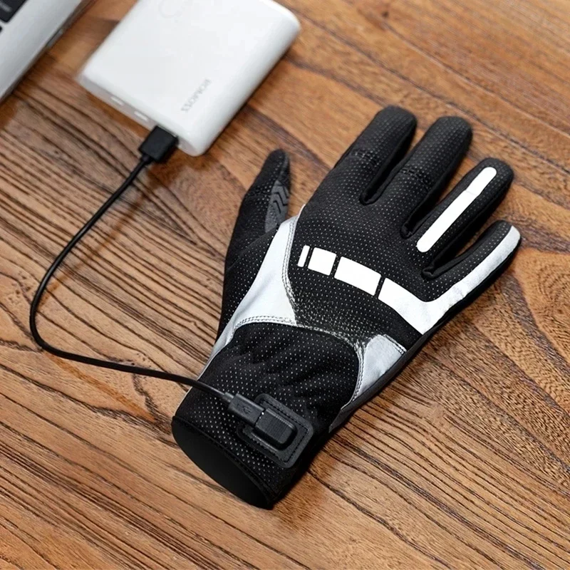 AliExpress ROCKBROS Warm Bicycle Women Men's Gloves Winter SBR Touch Screen USB Heated Gloves Windproof Plam