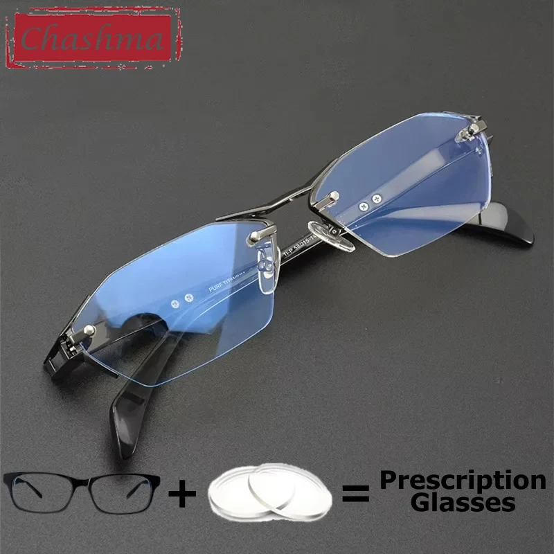 

Men Rimless Optical Prescription Glasses Anti Reflective Progressiv Multifocal Lenses Recipe Eyeglass Myopia Optical Farsighted