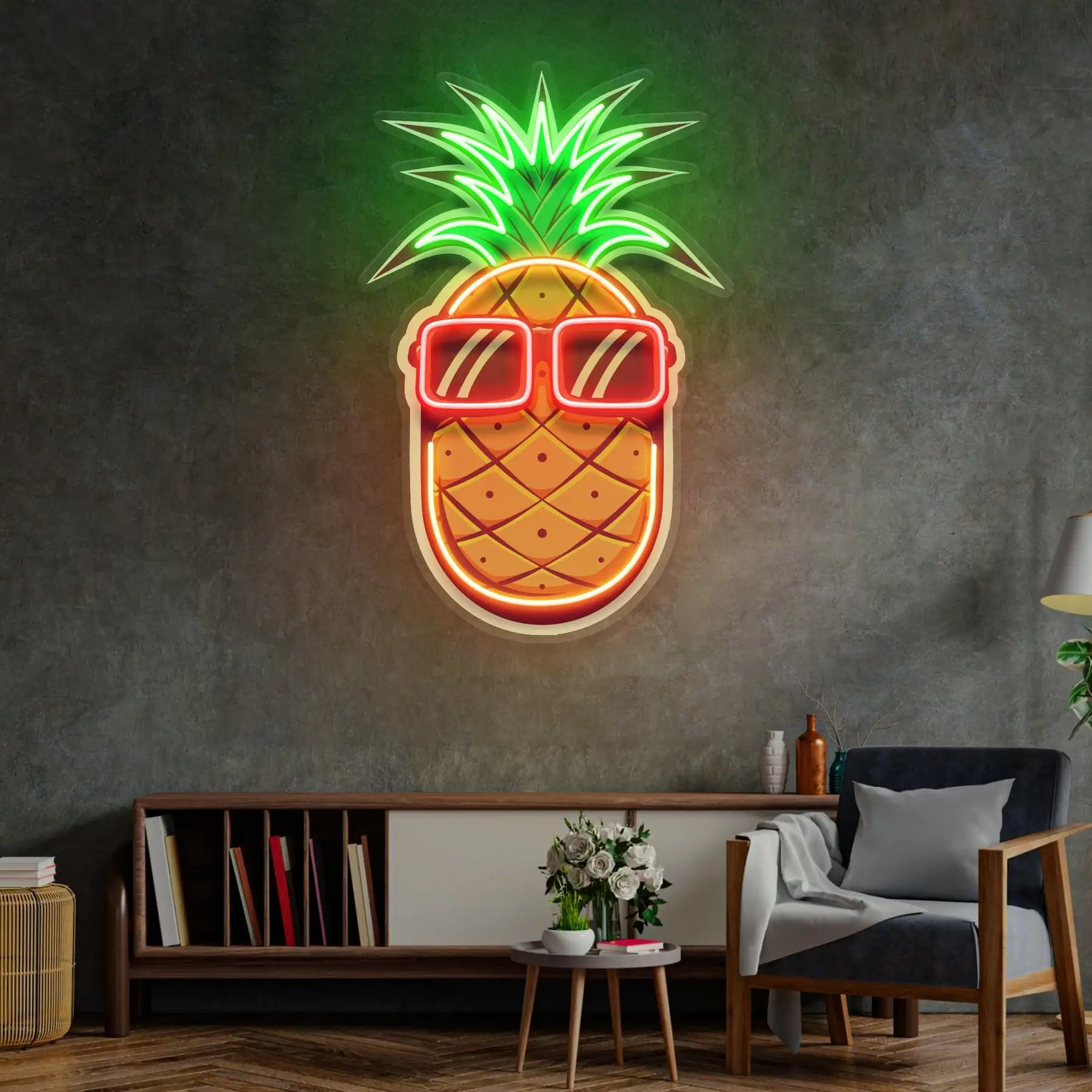 Pineapple Neon Sign Fruit Artwork Wall Decor Business Shop Night Sign Bedroom Living Room Home Decor for Kids Baby Birthday Gift