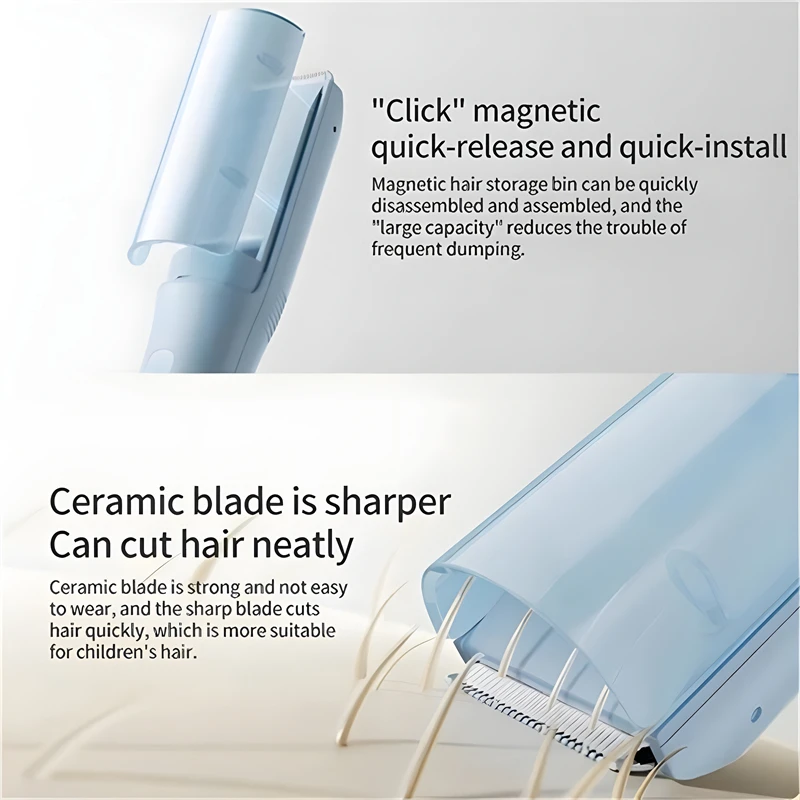 Mijia Children Hair Clipper With Hair Suction Function 60min Endurance IPX7 Waterproof Round Bead Knife Tip Baby Barber