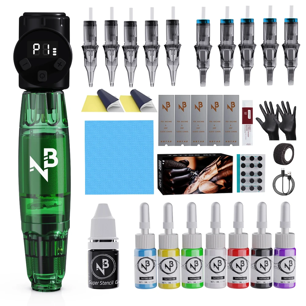 

Inksoul Wireless Tattoo Pen Set, Tattoo Battery USB Charging, 10 Needles, 7 Colors of Tattoo Ink and Mixing Cups, Etc