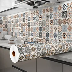 40cm Waterproof Wall Stickers Bathroom Self Adhesive Wallpaper Kitchen Oil-proof PVC Cabinet Renovation European Style 3D Home