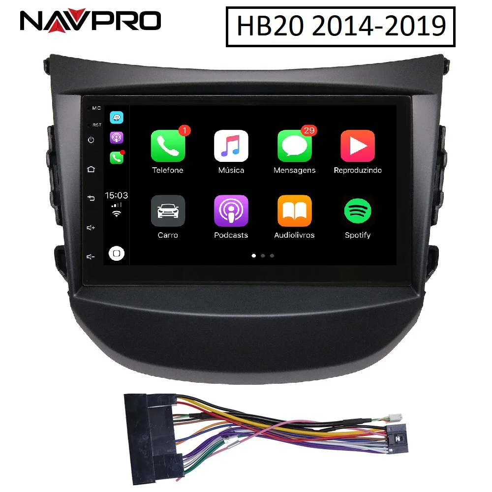 BRAZIL SHIPPING-For HYUNDAI HB20 2013-2019 Central Multimedia NAVPRO Screen 7 2/32GB - 6/128GB DSP Carpl 12 Months BR Warranty