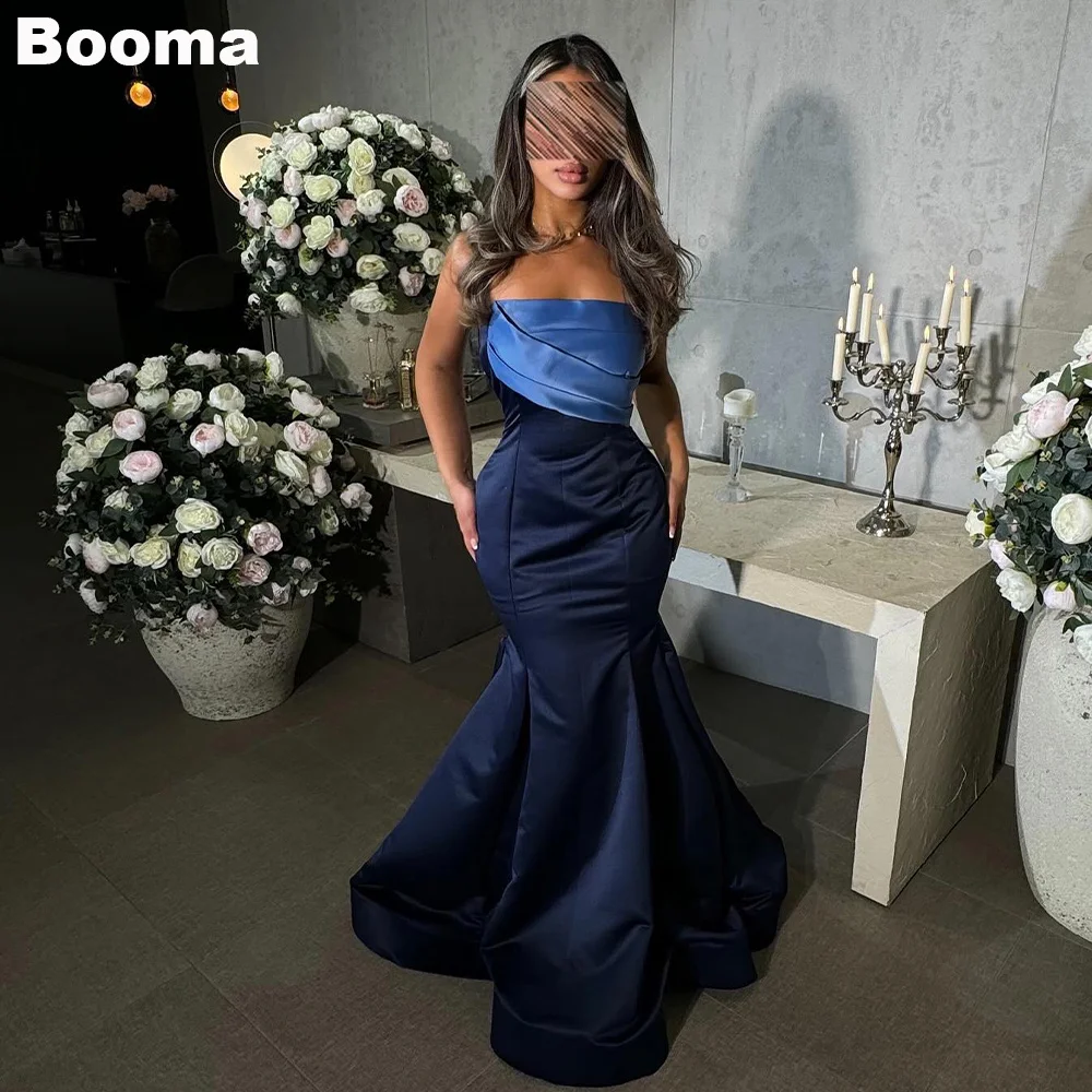 

Booma Elegant Mermaid Evening Dresses Strapless Pleats Formal Party Gowns for Women Floor Length Prom Dresses Dubai Customized