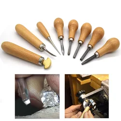 Empujador de ajuste de bisel de diamante de joyería profesional, herramienta de ajuste de diamante práctica, herramientas de mano con mango de madera, 1 ud.