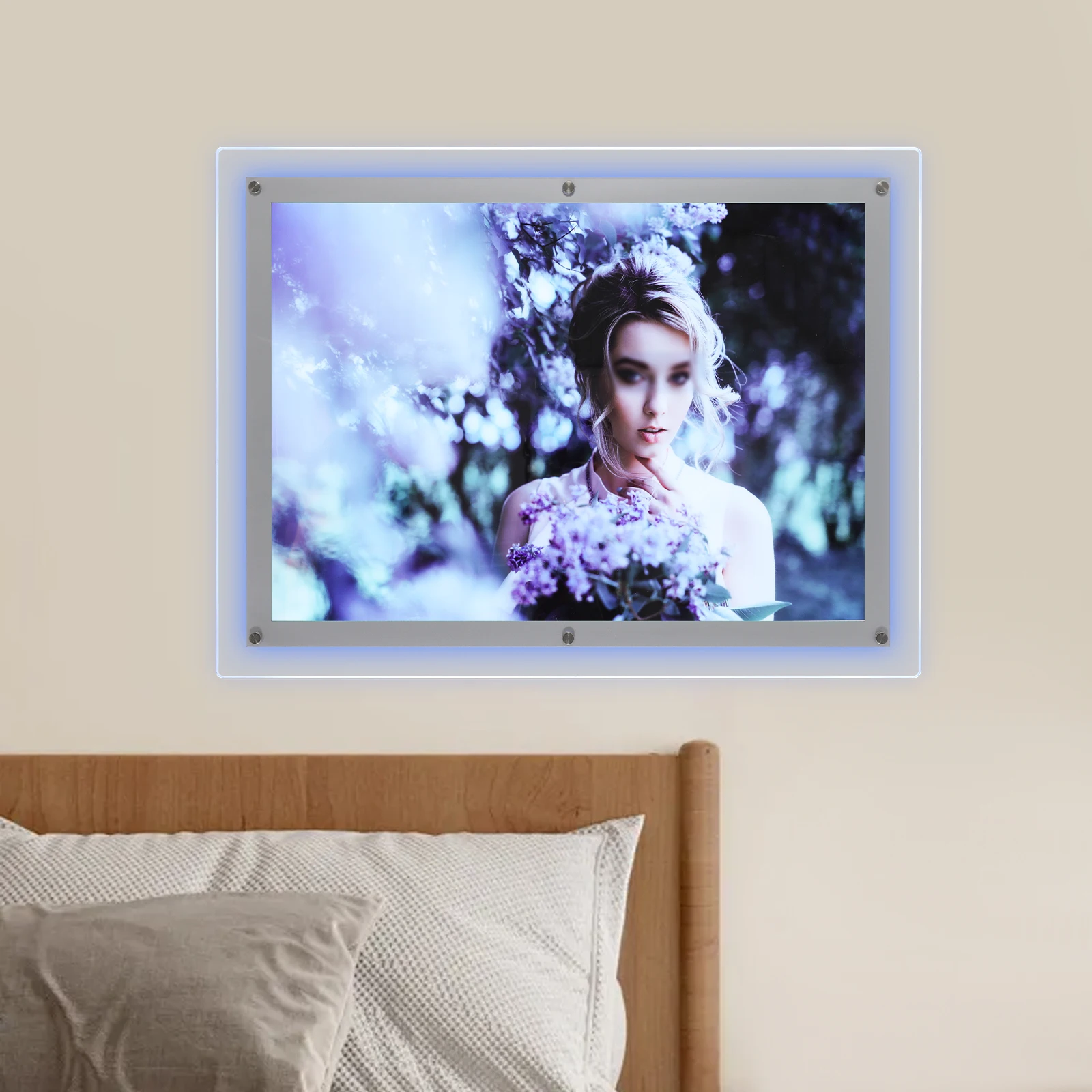 صندوق إطار عرض إعلاني مزود بإضاءة LED من الأكريليك الشفاف، حامل لافتة إضاءة LED مثبت على الحائط لمسرح الأفلام والعروض الترويجية وما إلى ذلك